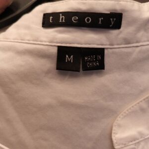 FINAL PRICE Theory White Ruffled Pleated Front Blouse Size Medium